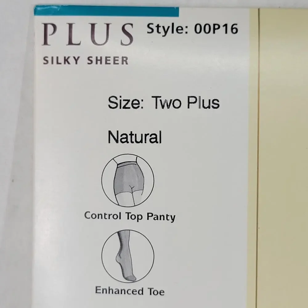 Hanes Silk Reflections Enhanced Toe Control Top Panty Hose -Two Plus Natural NEW